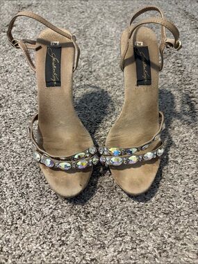 Jonathan Kayne Giuseppe Zanotti Beige Crystal-Embellished pageant heels